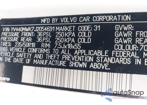 2018 Volvo V60 Cross Country T5 z USA, uszkodzony, nr VIN YV440MWK7J2054691